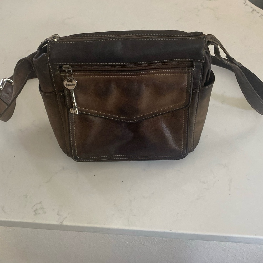 Fossil Dark Brown Leather Messenger Bag